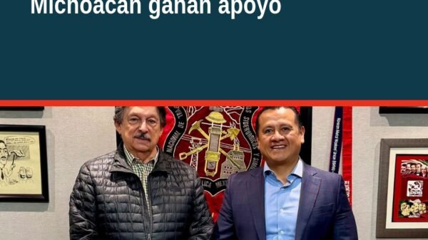 Carlos Torres Piña y Napoleón Gómez Urrutia en reunión sobre trabajadores michoacán en la Ciudad de México