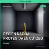 Ilustración simbólica de una cuna con una manta azul y rosa junto a un escudo del DIF y la leyenda 'Protección en Cútzeo'