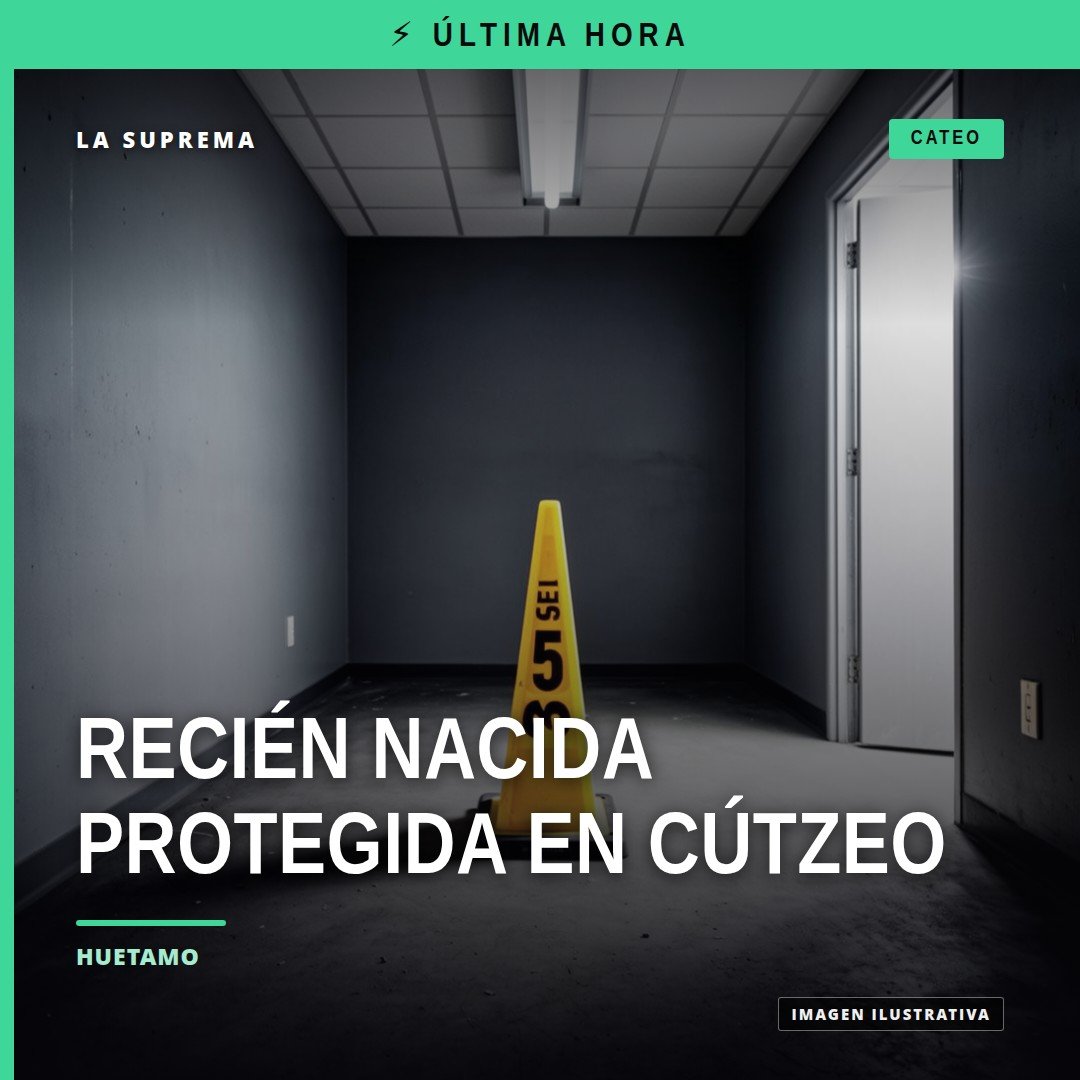 Ilustración simbólica de una cuna con una manta azul y rosa junto a un escudo del DIF y la leyenda 'Protección en Cútzeo'