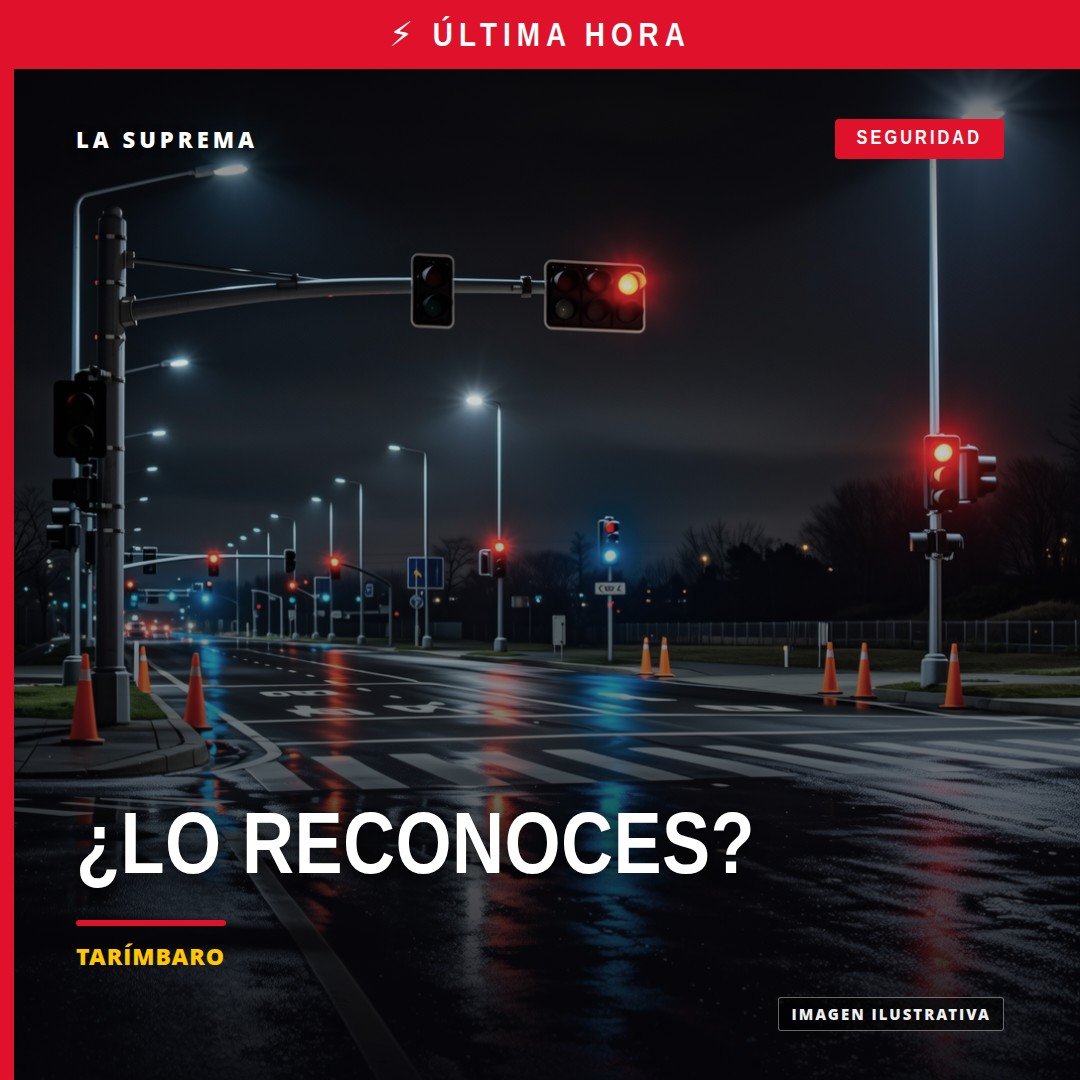 Ilustración simbólica de una carretera en Tarímbaro con señal de alerta y silueta humana, para la nota de identificación