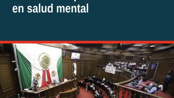 Ilustración conceptual de escucha empática y respeto entre profesional de salud mental y persona usuaria, con símbolos de