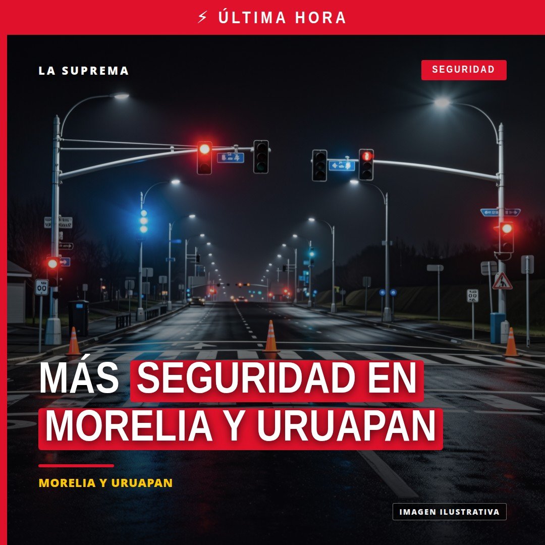 Operativo policial en una calle residencial de Morelia y otra de Uruapan, con agentes y señalización, relacionado con