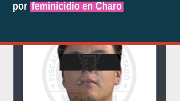 Ilustración simbólica de justicia con silueta de mujer y balanza, fondo con los nombres 'Charo' y 'feminicidio en charo'