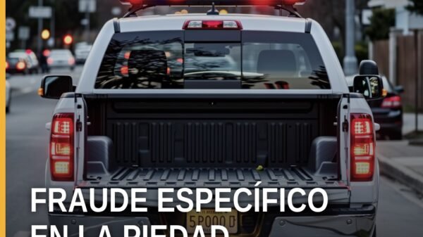 Ilustración simbólica de una balanza y documentos legales con fondo de La Piedad, representando el fraude específico la