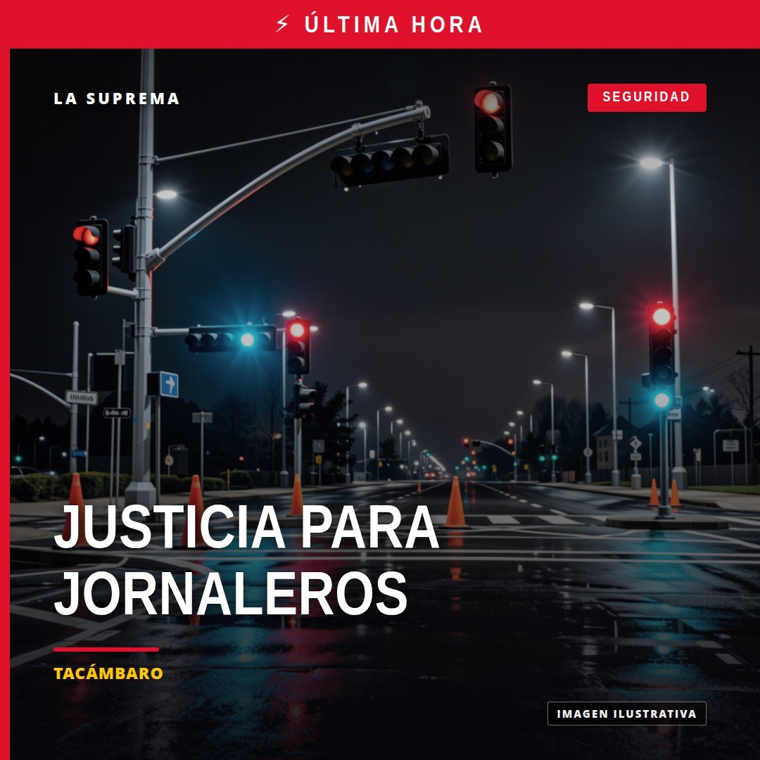 Ilustración simbólica de una balanza de justicia sobre un fondo rural de Tacámbaro, con la frase clave justicia para