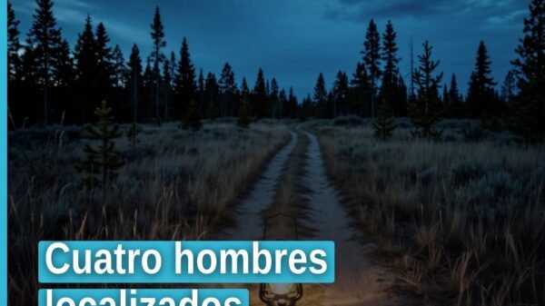 Ilustración simbólica de cuatro personas adultas reunidas bajo un cielo claro en Michoacán, representando los cuatro hombres