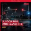 Ilustración simbólica de una balanza de justicia sobre fondo con silueta de Aguililla, Michoacán, representando justicia