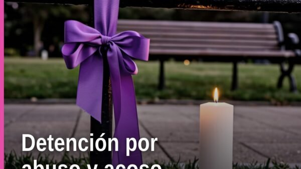 Ilustración simbólica de una vivienda en Apatzingán con un escudo de la Fiscalía Michoacán y elementos que representan abuso