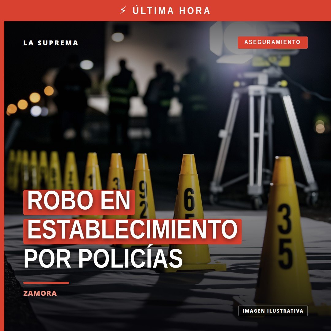 Ilustración simbólica de una patrulla municipal y un establecimiento comercial en Zamora, con foco en el concepto de robo en