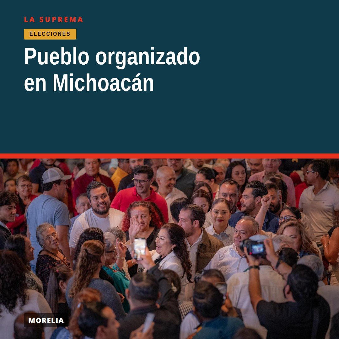 Diputada Belinda Iturbide Díaz hablando en Morelia, Michoacán, frente a una multitud; representa al pueblo organizado