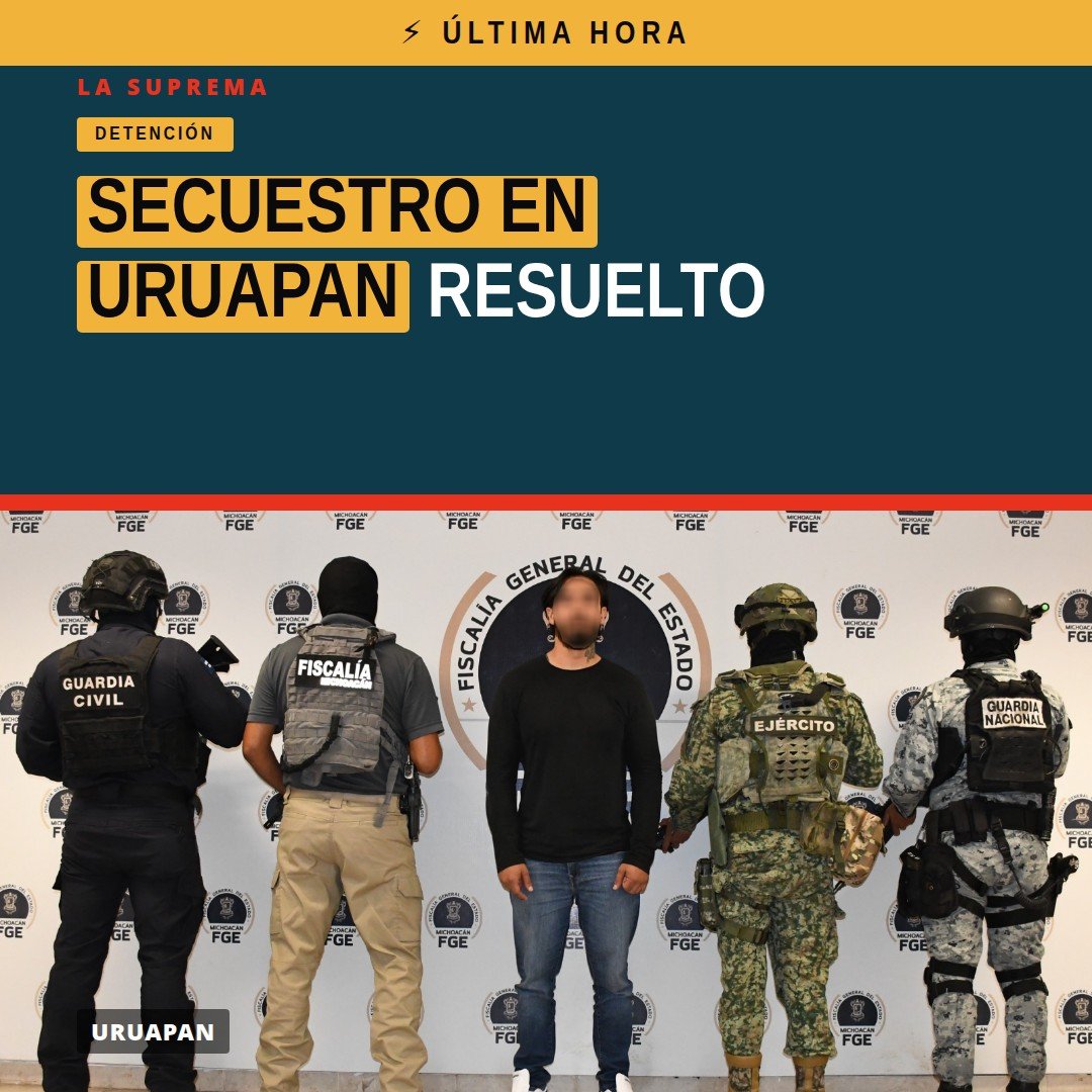 Operativo policial en Uruapan tras secuestro en uruapan; agentes rescatando a tres personas en colonia Infonavit Aguacates