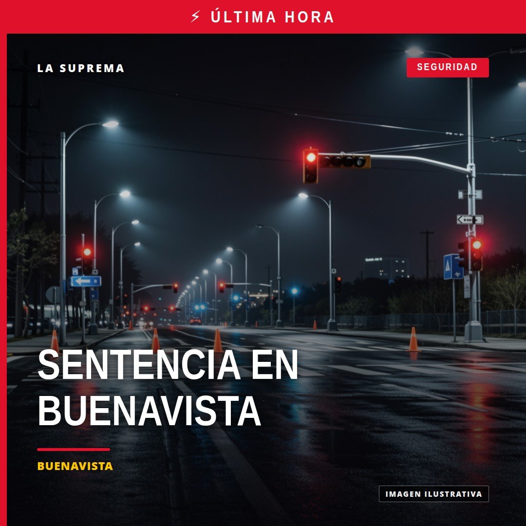 Ilustración simbólica de balanza de justicia con fondo del municipio de Buenavista, Michoacán, relacionada con el caso de