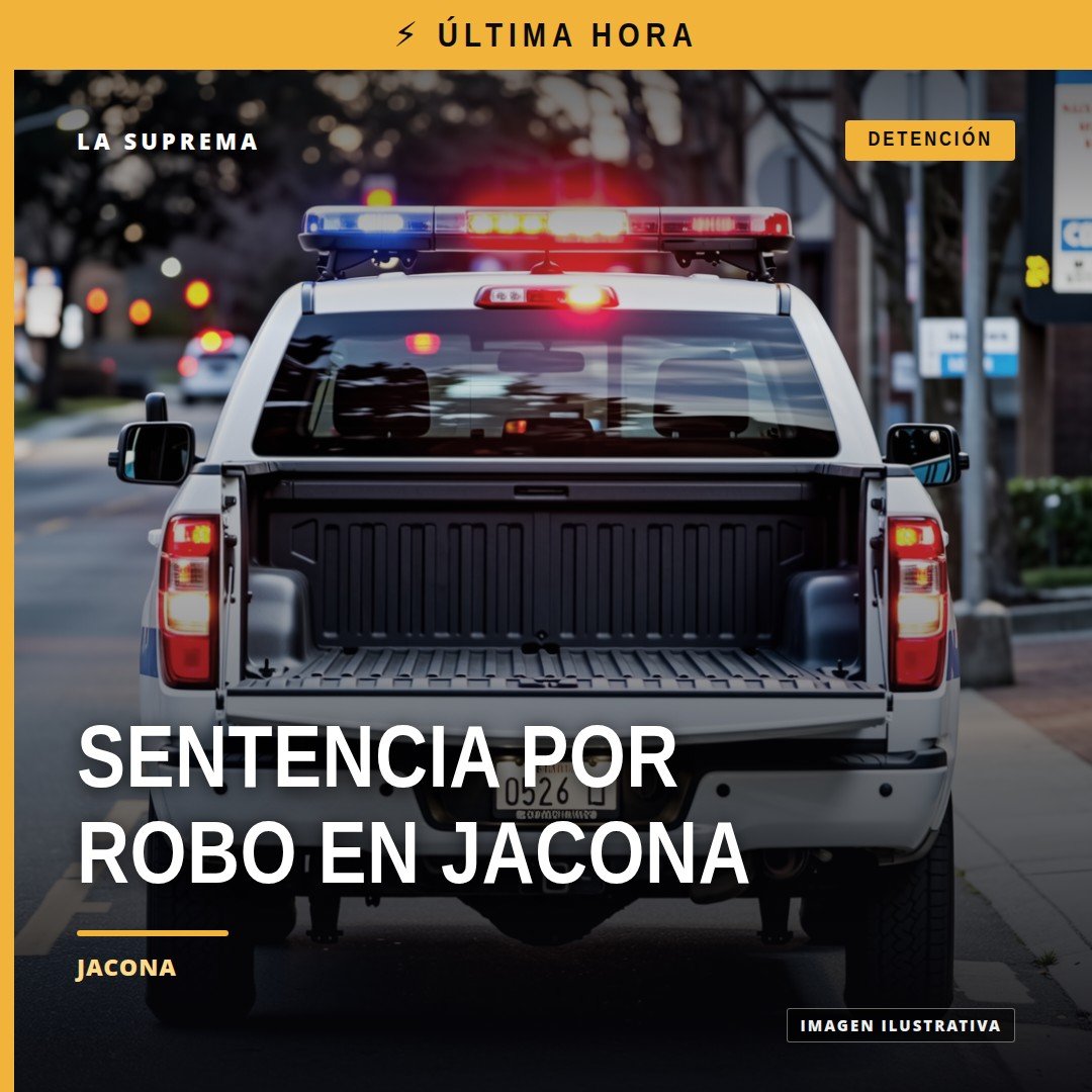 Ilustración simbólica de balanza de justicia sobre fondo con silueta de Jacona y elementos de seguridad: cámara y bocina.