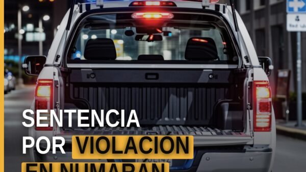 Ilustración simbólica de justicia equilibrada sobre fondo con nombre 'Numarán' y fecha '2024–2026', relacionada con