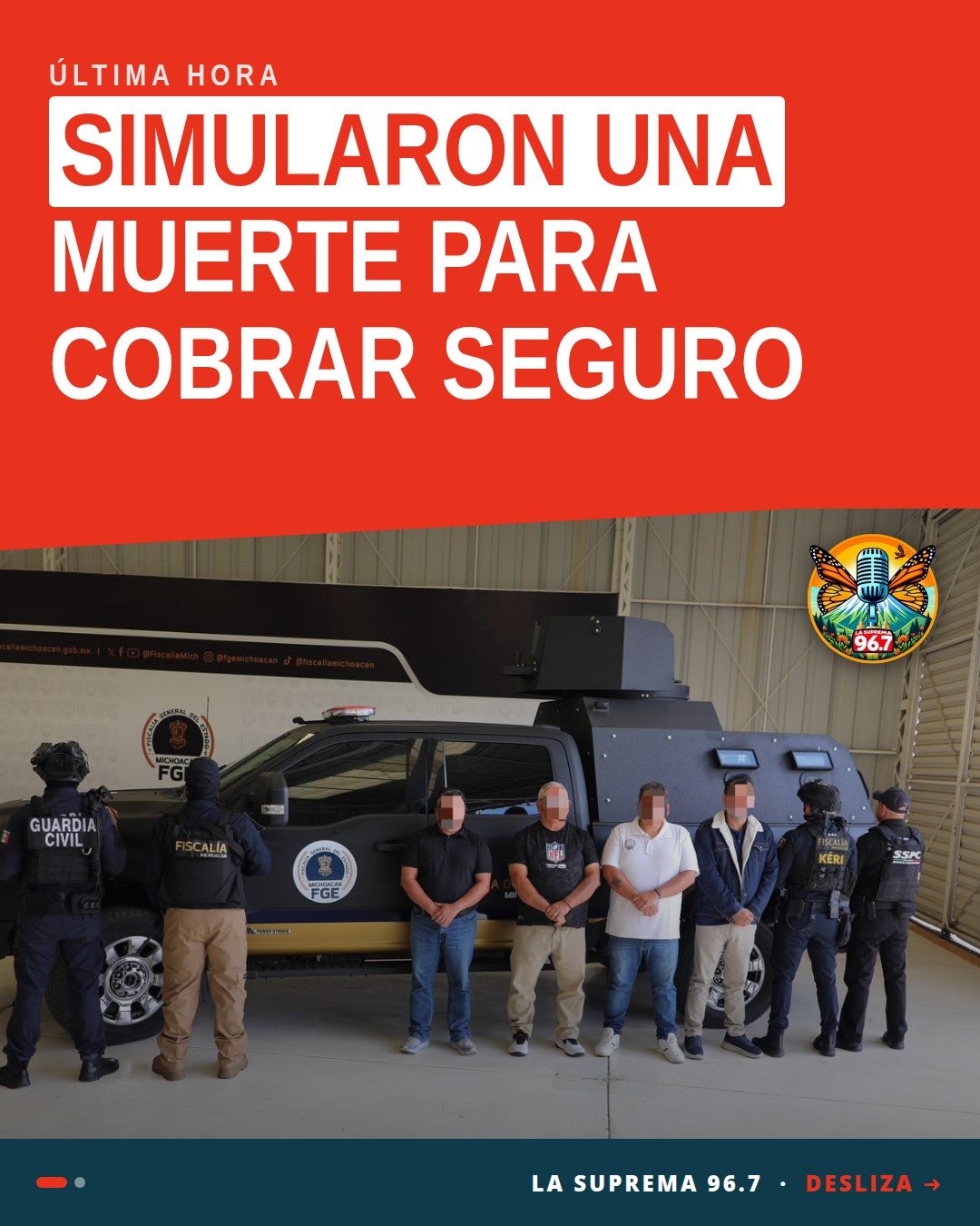 Ilustración simbólica de una póliza de seguro con una huella digital y una cruz tachada, representando la simulación de