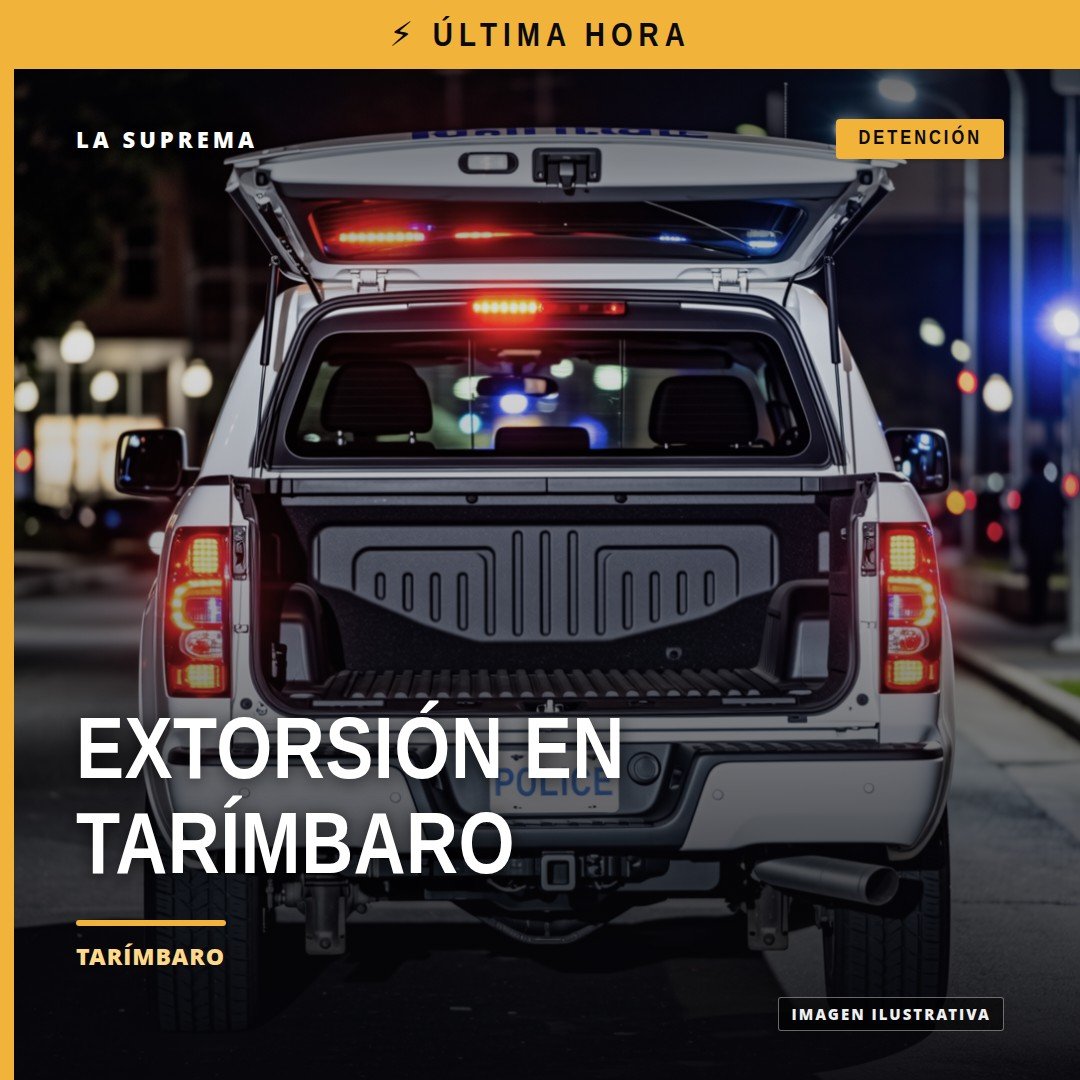 Ilustración simbólica de una balanza y un teléfono móvil sobre fondo con mapa de Tarímbaro, representando extorsión agravada