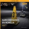 Ilustración simbólica de una balanza de justicia y un mapa de Morelia con marcador en colonia Presa de los Reyes