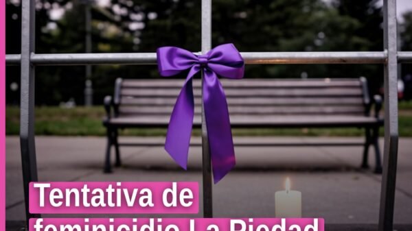 Ilustración simbólica de una vivienda en La Piedad con señal de alerta, representando el caso de tentativa de feminicidio la