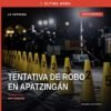 Ilustración simbólica de una motocicleta estacionada en una avenida urbana, con fondo de edificios y señalización